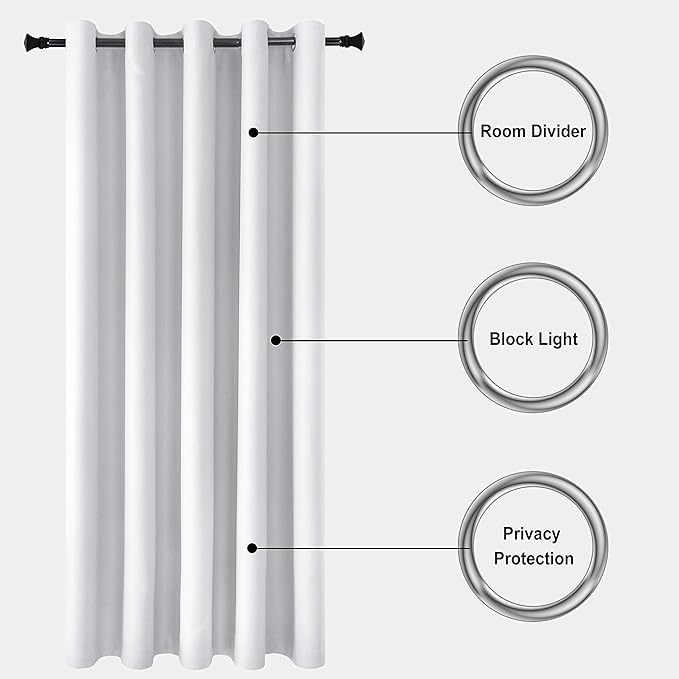 DWCN Room Divider Curtain - Extra Wide Blackout Curtain for Sliding Glass Door, Living Room, Bedroom Partition and Shared Office Space, 1 Grommet Curtain Panel, 5ft Wide x 7ft Tall, Greyish White - Image 4