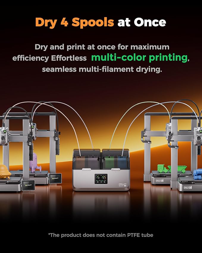 Creality Filament Dryer, Space Pi X4 Filament Storage Box for 4 Spools, Dual Independent Heating Chambers, 85℃ Max Temperature, Compatible with 1.75mm 2.85mm PLA PETG ABS TPU PC PA PAHT - Image 2