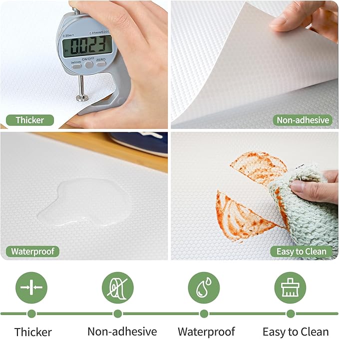 Shelf Liners 17 inch x 20 ft Shelf Liners for Kitchen cabinets nonstick Shelf Lining Drawer Mats EVA Protector for Cupboard (White,17 inch x 20 ft) - Image 2