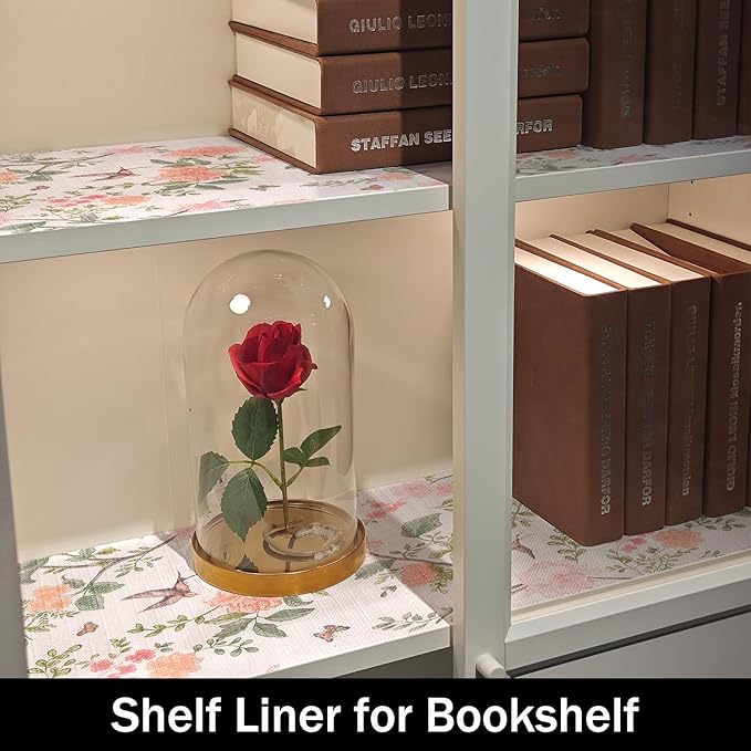 Bird Floral Shelf Liners Non Adhesive and Strong Non-Slip 12IN x 20FT Shelf and Drawer Liners for Kitchen Cabinet Wire Fridge, Waterproof Shelf Drawer Liner,Easy to Clean - Image 6