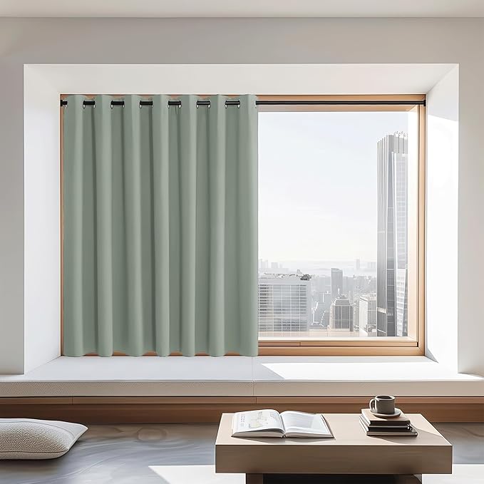 NICETOWN Blackout Curtains 72 inches Long, Grommet Privacy Window Treatment Thermal Insulated Room Darkening Sliding Glass Door Drape for Bedroom Living Room, 1 Panel, W100 x L72, Sage Green by NICETOWN
