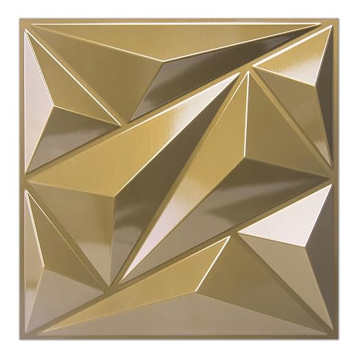 Art3dwallpanels 33 Pack 3D Wall Panel Diamond for Interior Wall Décor, PVC Textured Wall Panels, 12''x12'' Cover 32.Sq.Ft. Golden by Art3dwallpanels