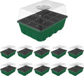 Gardzen 10-Set Garden Propagator Set, Black Seed Tray Kits with 120-Cell, Seed Starter Trays with Dome and Green Base 6.6" x 4.5" (12-Cell Per Tray) by Gardzen