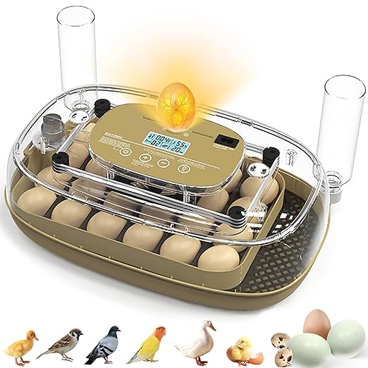 Incubators for Hatching Eggs, 24 Egg Incubator with Automatic Egg Turning and Humidity Control, Egg Candler, 360° Viewing, Chicken Incubators for Hatching Eggs, Quail Eggs, Duck Eggs Poultry by Syluris