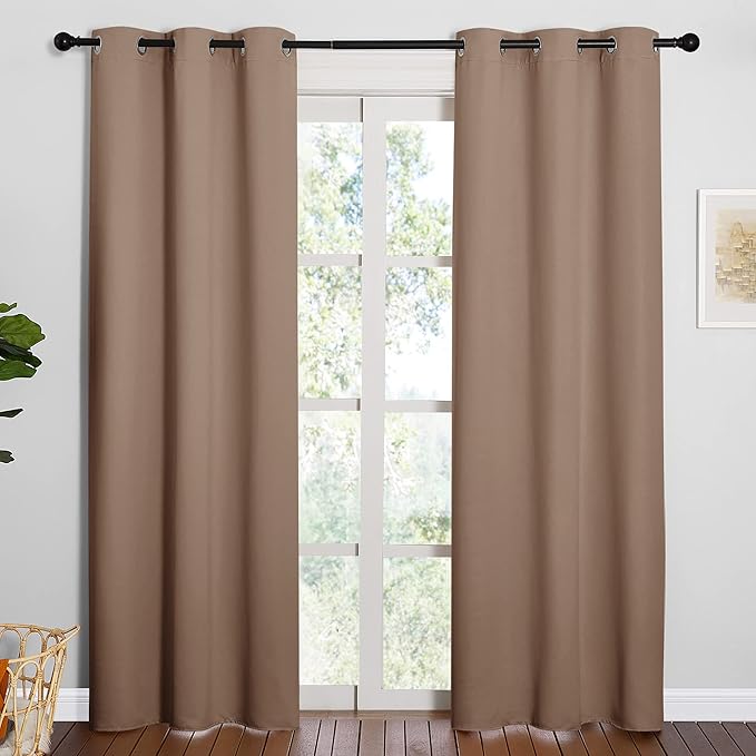 NICETOWN Window Treatment Thermal Insulated Solid Grommet Blackout Curtains/Drapes for Bedroom (1 Pair, 42 by 84 Inch, Cappuccino) by NICETOWN