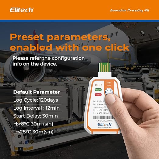 Elitech 10Pack USB PDF Data Logger Recorder Single-use Disposable, up to 120 Days Transportation, Temperature Monitoring Report -22～158℉ RC-17 - Image 2