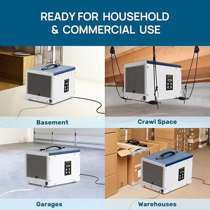 ARGENDON Crawlspace Dehumidifier with Pump, 70 Pint Commercial Dehumidifier for Basement with Drain Hose, Auto Defrost, Memory Starting, Compact, GLGR, Up to 1000 Sq Ft, 5 Years Limited Warranty - Image 7