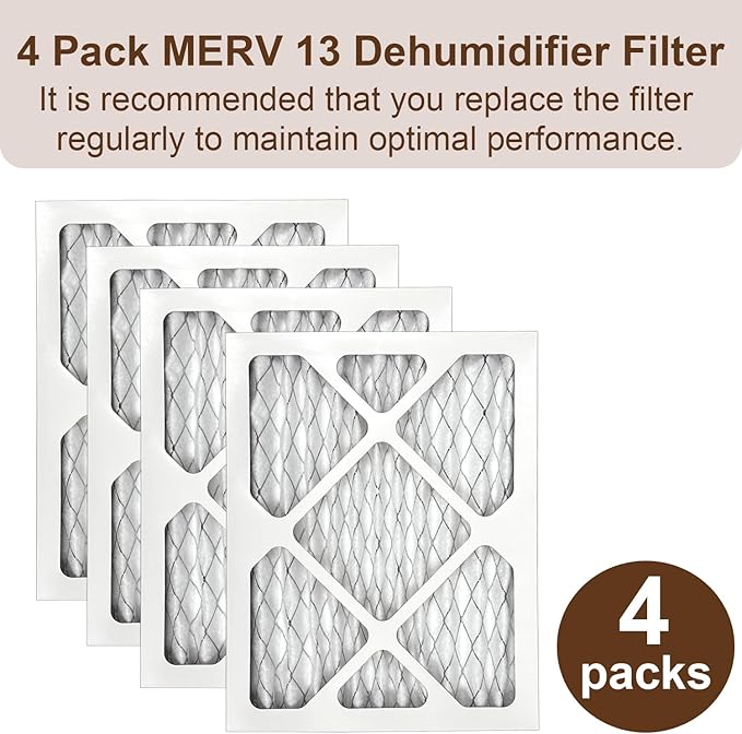 4 Pack 9 x 11 x 1 MERV 13 Replacement Dehumidifier Filters, Compatible with Santa Fe Compact 70, Ultra 70, Element, Compact 2, UA 65H Dehumidifier Models - for Crawl Spaces and Basements - Image 3
