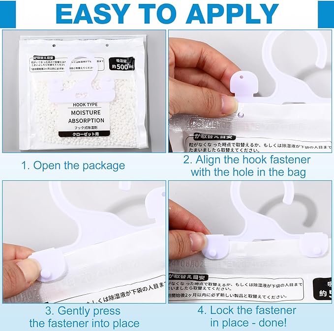 Nuanchu 30 Pack 500 ml Moisture Absorber Hanging Closet Dehumidifier Bags Unscented Hanging Humidity Absorber Desiccant Moisture Absorb in Wardrobes Bedrooms Bathrooms Kitchen - Image 6
