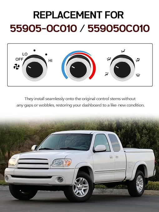 Upgraded 3PCS Toyota Tundra AC Knobs Compatible with 2000 2001 2002 2003 2004 2005 2006 Toyota Tundra Accessories, AC Heater Blower Fan Switch Control Button Replacement for 55905-0C010, 559050C010 - Image 5