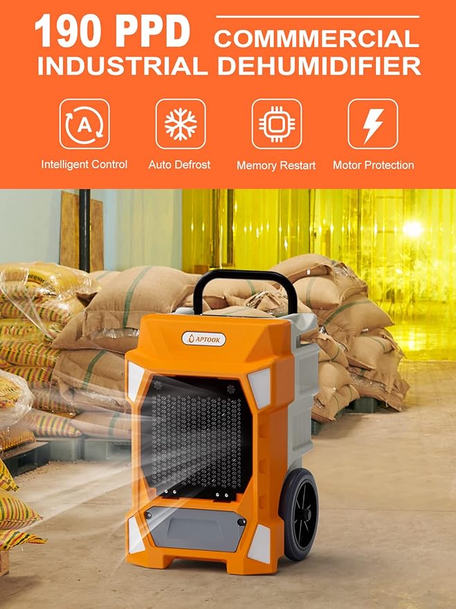 190 PDD Commercial Dehumidifier with Pump Drain Hose, LGR Capacity Industrial Dehumidifier up to 7500 Sq. Ft for Water Damage Restoration, Flood Repair, Crawlspace Basement - Image 2