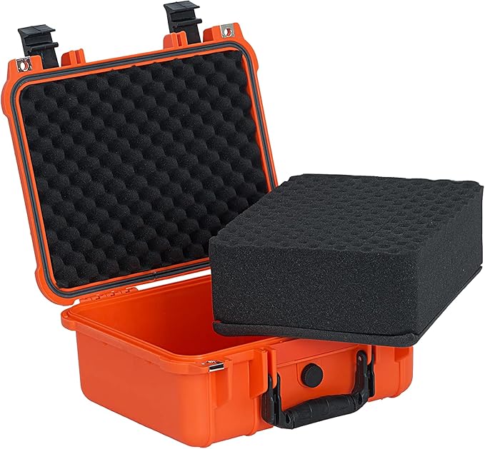 MEIJIA Portable All Weather Waterproof Protective Case,Hard Case,Camera Case With Customized Fit Foam,Fit Use of Drones,Camera,Equipments,Pistols,13.35 x11.63x5.98inches (Orange) - Image 4