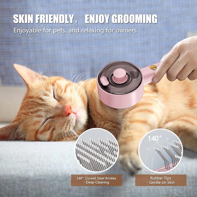 Cloud Care Cat Brush for Indoor Cat Steam Brush for Shedding Spritz Defur Comb for Cats Dogs Steam Brushes for Long Short Hair Cats Dogs Pet Steam Brushes for Massage Grooming Self-Cleaning - Image 3