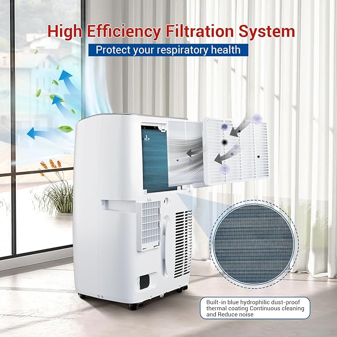 12,000 BTU Portable AC Units for Rooms, 3-In-1 Portable Air Conditioner Up to 550 Sq.Ft(Approx.) | Remote, LED Display, 24H Timer | Includes Window Kit & Extendable Hose, White-3032 - Image 4