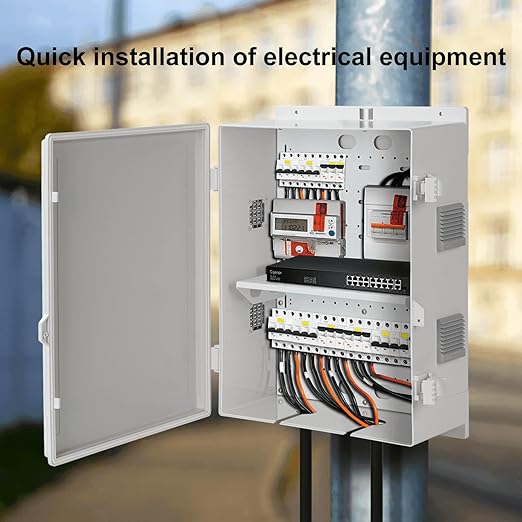 Outdoor Electrical Junction Box, ABS Water Resistant Enclosure with Internal Mounting Panel & Hinged Cover, 16.1" H* 12.2" L* 5.9" W - Image 3
