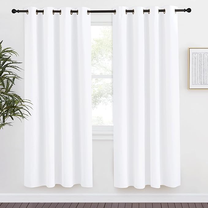 NICETOWN Room Darkening Window Treatment Curtain, Pure White, Single Panel, 55 by 78, Energy Smart Thermal Insulated Block Out Sunlight Shade & Blind for Bedroom with Grommet Ring Top by NICETOWN