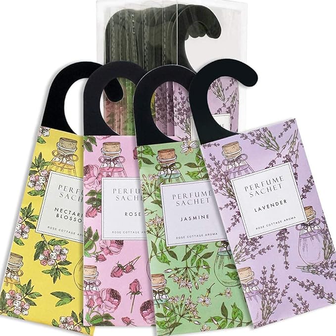 Rose Cottage Large 12 Packs Closet Deodorizer Freshener Closet Air Freshener Home Scented Sachets Room Freshener Scents Air Freshener Closet Odor Eliminator 4 Scents Floral by ROSECOTTAGE