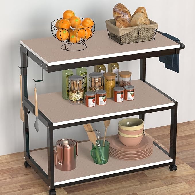 Beige Shelf Liners for Kitchen Cabinets Non Adhesive Drawer Liner for Bathroom Waterproof Refrigerator Liners for Shelves Fridge Plastic Mats Cabinet Cupboard Liner 11.8 x 393.7 Inches - Image 4
