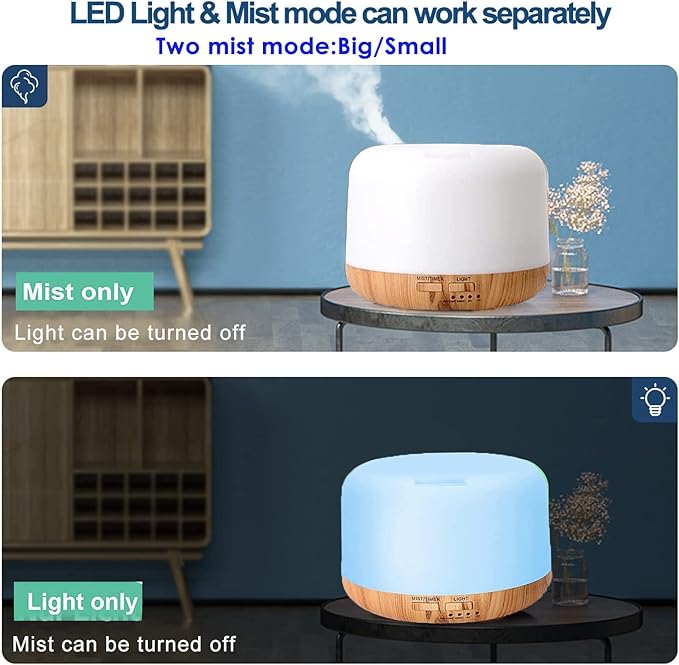 Oil Diffuser Humidifier 300ML,Electric Ultrasonic Air Aroma Diffusers Vaporizer,Scent Mist Defuser with Remote,Auto-Off,7led Color Changing Light for Large Bed Room,Home,Office - Image 3