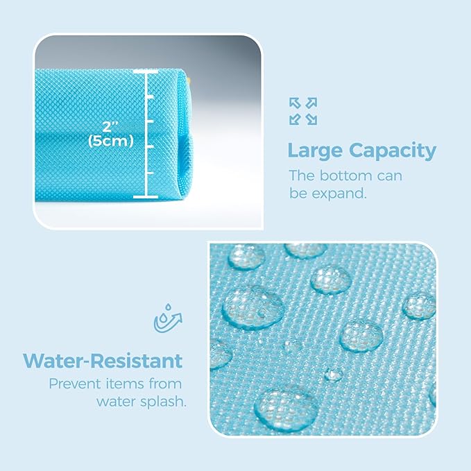 pack all Water-resistant Material Zipper Pouch, Mesh Zipper Bag for Storage, Travel, Office (Large, Blue) - Image 5