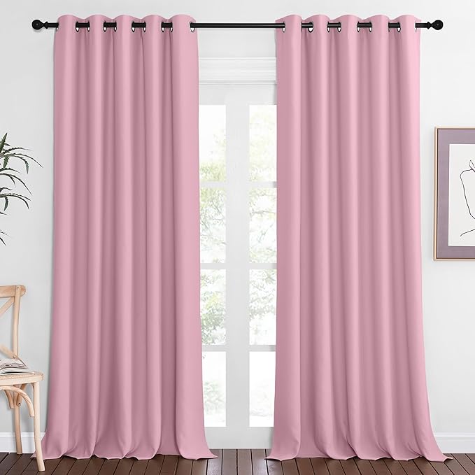 NICETOWN Patio Blackout Curtain Panels - Extra Wide Sliding Door Thermal Insulated Drape, Privacy Room Divider Curtain for Bedroom Office (Rouge Pink, 66 x 118 Inch Long) by NICETOWN