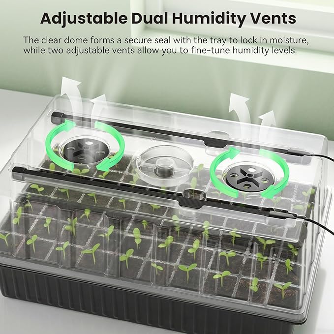 Seed Starter Tray with Grow Light - 60 Cells Self-Watering Seed Starter Kit with 24/7 LED Grow Light, 4’’ Humidity Dome for Herbs, Indoor Plant Germination (1) - Image 5