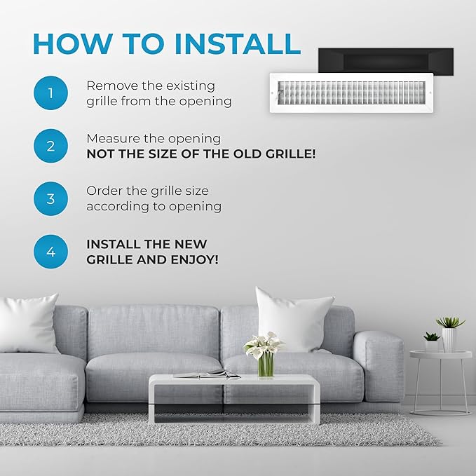Aluminum 22 x 4 Inch Air Vent Covers Wall AC Grille – Premium Register Vent Cover – Durable Rustproof Aluminum Wall Vent – Multi-Shutter Damper – Individually Adjustable Front Blades, White - Image 6