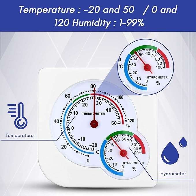 Kathfly 12 Pcs Indoor Thermometer and Humidity Gauge Indoor Mini Thermometer Hygrometer Temperature Humidity Meter Temperature and Monitor with Pointers for Home, Kitchen, Planting Room - Image 3