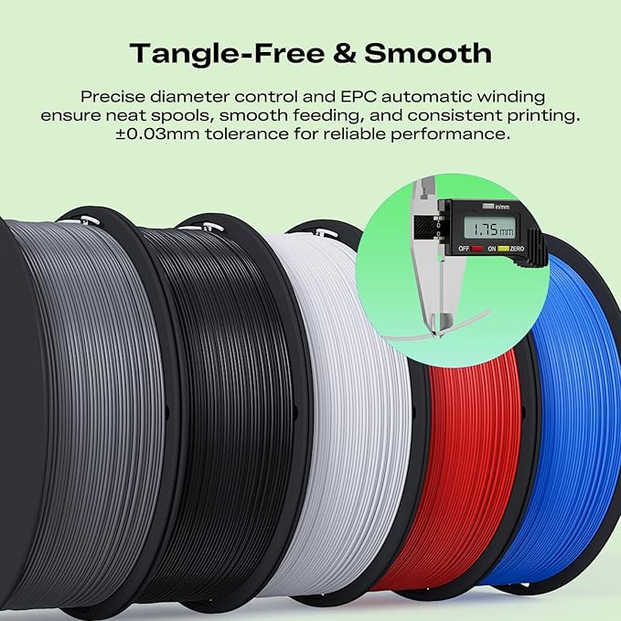 Creality 3D Printer Filament Bundle 4KG, 4 Pack 1kg Spool(2.2lbs) 1.75mm PLA Filament Bulk +/- 0.02mm, for Most FDM 3D Printers, White and Black - Image 3