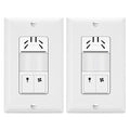 TOPGREENER Dual Tech Humidity Sensor Switch, Infrared PIR Motion & Air Moisture Detection, Bathroom Fan & Light Control, Adjustable Timing, Neutral Wire Required, UL Listed, TDHOS5-2PCS, White 2 Pack by TOPGREENER