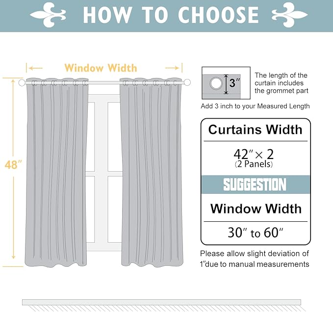 ChrisDowa Blackout Curtains 48 inches Long for Bedroom - 2 Panels Set Grommet Thermal Insulated Room Darkening Curtains for Living Room (Light Grey, 42 x 48 Inch) - Image 5