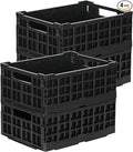 4-Pack Heavy Duty Stackable Storage Crates Plastic Collapsible Milk Crate Garage Organizing Bins Storage Containers for Home Office Moving Supplies, Black by PAG-Mass