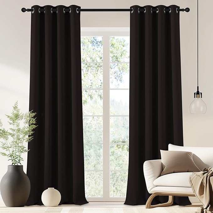 NICETOWN Blackout Drapery Curtain Panel 90 inches Long - Window Treatment Thermal Insulated Grommet Blackout Curtain/Drape for Bedroom Living Room (Toffee Brown, 1 Panel, 46 by 90 inches) by NICETOWN