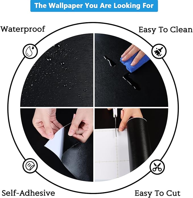 CRE8TIVE Wide 36"x118" Black Stainless Steel Contact Paper for Kitchen Wallpaper Peel and Stick Black Contact Paper Waterproof Adhesive Brushed Metallic Wallpaper for Appliances Backsplash Furniture - Image 9