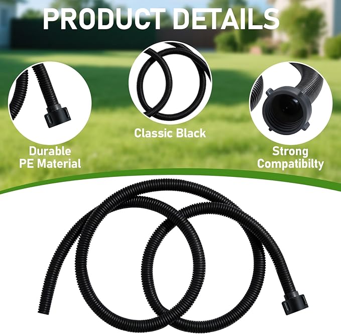 Dehumidifier Drain Hose 3/4 Inches FHT Connection with Rust-Resistant PE Connectors Cuttable Drainage Pipe Replacement Hose for Most Brand of Dehumidifiers, 10 Feet Black - Image 3