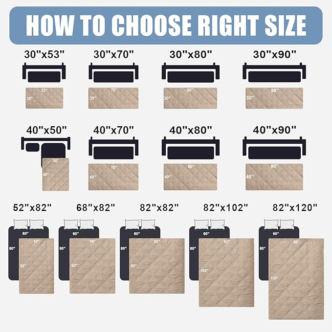 Smiry Waterproof Dog Bed Cover Pet Blanket, Soft Washable Dog Blanket for Furniture Bed Couch Sofa Reversible, Checkered (40"x90", Taupe/Beige) - Image 6