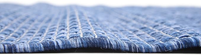Unique Loom Collection Casual Transitional Solid Heathered Indoor/Outdoor Flatweave Area Rug (4' 1" x 6' 1" Rectangle, Blue/Navy Blue) - Image 9