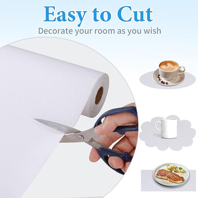 Shelf Liners for Kitchen Cabinets 17in x 20FT Non Adhesive Drawer Liner White Thickened Shelf Liner Paper Strong Non-Slip Easy to Clean for Tool Box Refrigerator with Knife and Tape Measure - Image 4
