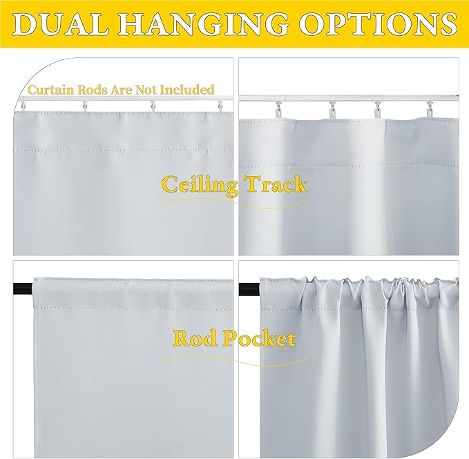 NICETOWN 1 Panel Room Darkening French Door Curtain, Thermal Insulated Front Glass Door Doorway Privacy Sidelight Rod Pocket and Ceiling Track Curtain for Kitchen, 36" x 72", Greyish White - Image 3