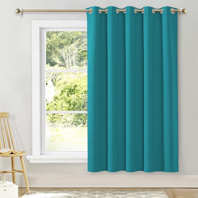 NICETOWN Room Darkening Curtains for Bedroom, Peacock Teal Thermal Insulated Drapes 72 inches Long for Office, Loft, Guestroom (1 Panel, 70" Wide per Panel) by NICETOWN