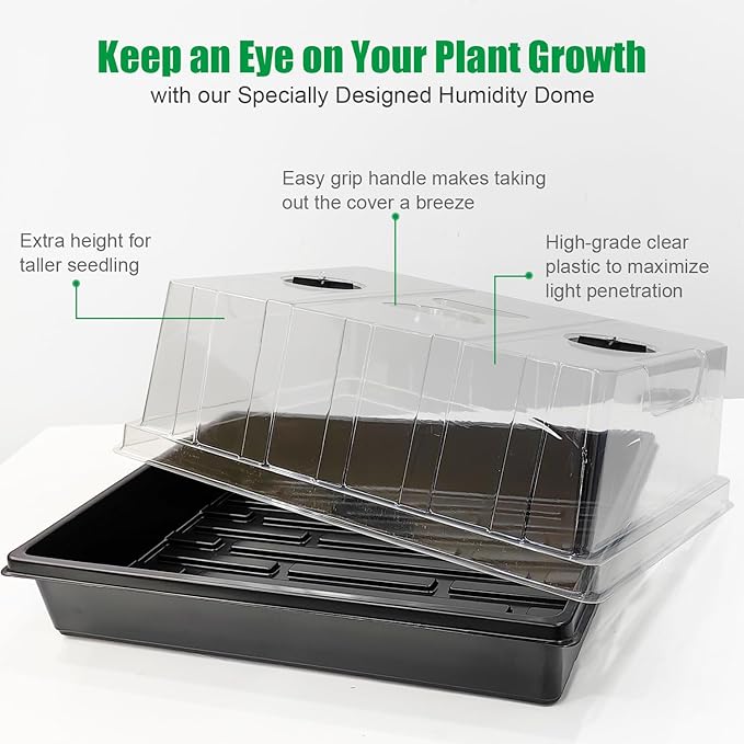 4-Pack Seed Starter Trays with 5'' Tall Humidity Domes – Reusable Plant Germination Kit for Microgreens, Herbs & Indoor Gardening | Clear Vented Lids, Fast Seedling Growth & Durable Design - Image 4