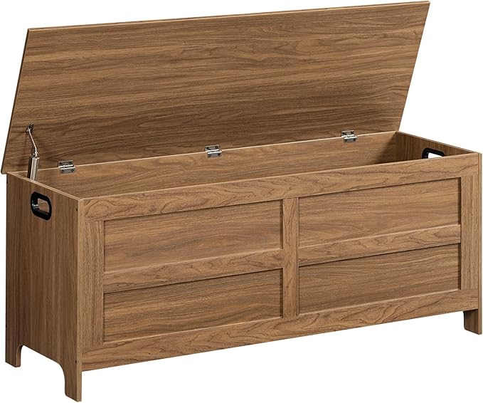 Storage Chest, 47.2” Large Toy Chest, Entryway Storage Trunk, Storage Bench with Safety Hinge, Entrance Bench for Living Room, Entrance, Bedroom, Honey Brown SCOR48901 by MAHANCRIS