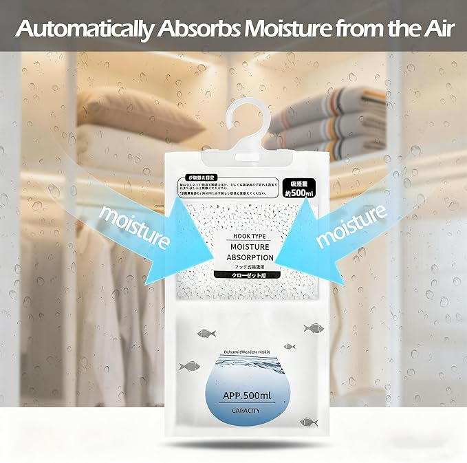 Moisture Absorbers 12 Pack，Hanging Closet Dehumidifier Bags,Humidity Packs, Humidity Absorber in Wardrobes, Bedrooms, Bathrooms - Image 5