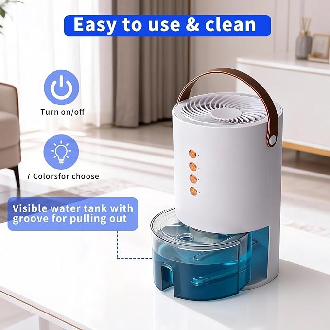 Dehumidifiers for Home, 60 Oz Small Dehumidifier for Basement. Portable Dehumidifier for Bedrooms, Bathrooms, Closets, and RVs, with Automatic Shut-off And Color Indicator Lights. - Image 4