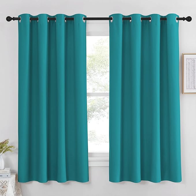 NICETOWN Blackout Peacock Teal Curtain & Drape for Bedroom - Grommet Top Thermal Insulated Room Darkening Energy Saving Privacy Drapes for Night Shift, 1 Piece, W52 x L63 by NICETOWN