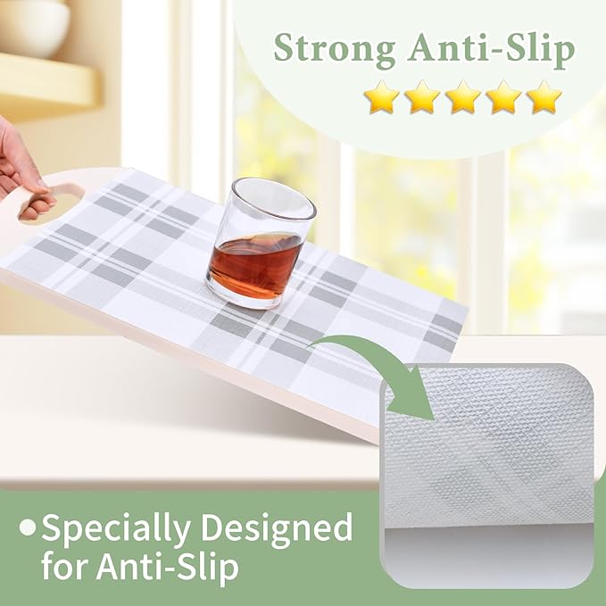 Drawer and Shelf Liner for Kitchen Cabinet: 12 in X 30 Ft Non Slip Waterproof Shelf Paper Non Adhesive Refrigerator Liners Light Grey Lattice Easy Liners for Bathroom - Image 2
