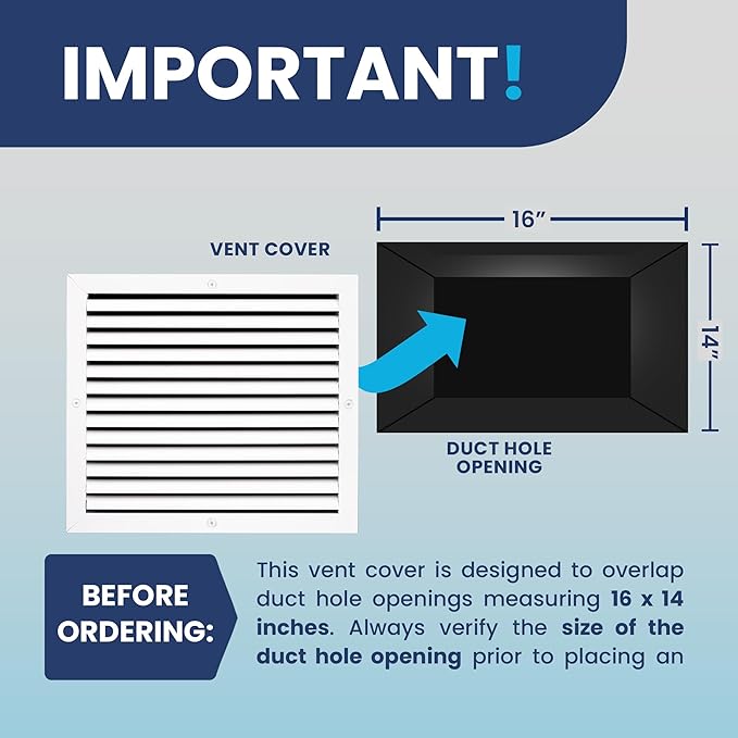 16x14 Inch (Duct Opening) Air Return Vent Cover Decorative – Premium Aluminum AC Vent Cover for Ceiling & Wall, Rustproof Grille, Ideal for Home HVAC Grille, Durable & Easy to Install by ACLAMINAIRE - Image 4