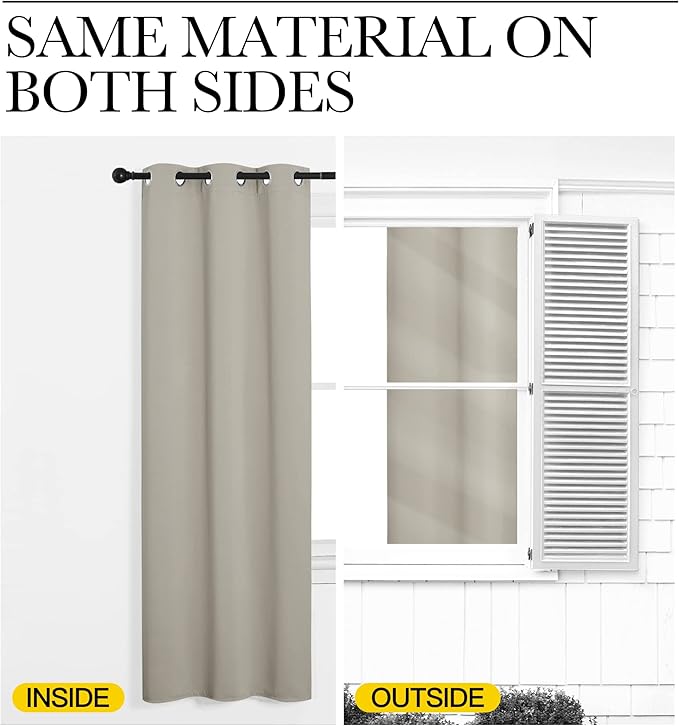 NICETOWN Blackout Patio Curtain 108 inches Long, Extra Wide 120" Room Darkening Thermal Insulated Soundproof Window Treatment for Bedroom/Living Room, 1 Panel, W120 x L108, Natural - Image 5