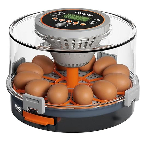12 Egg Incubator with Automatic Egg Turning and Humidity Control – Temperature Adjustment – incubators for Hatching Eggs – Built-in Egg Candler – Incubadora de Huevos de Gallina – Easy to Use by OKK%C3%96BI