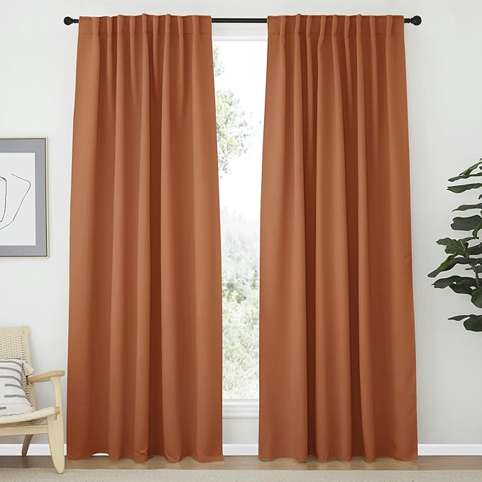 NICETOWN Halloween Living Room Darkening Curtain Drapes, Burnt Orange Color, W62 x L84, Set of 2, Door Curtain for Doorway Privacy, Blackout Temporary Insulated Closet Curtain for Bedroom Closet Door by NICETOWN